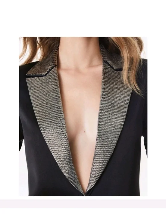 Alice + Olivia eve emblishment beaded Norch collar satin blazers Size 0 With Def - Picture 8 of 16